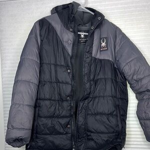 Spyder Black Puffer Jacket with Quilted Design
